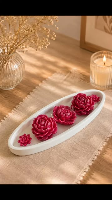 شمع گل قایقی قرمز
